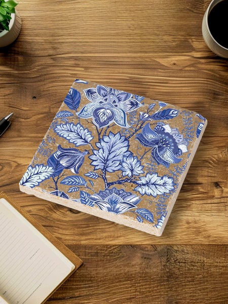 Untersetzer aus Naturstein | Sandstein| Stein | Tischdeko | Blumen Optik | Fliesen Optik | Mallorca  | Untersetzer für Gläser und heiße Töpfe | MADE IN GERMANY | Format: 10x10x1 cm | 4er Set Artikel: SGC0048