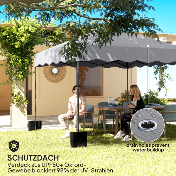 Outsunny Pavillon ca.3x3m, wasserabweisend Stabil Winterfest Pop-up Faltpavillon mit UV Schutz 50+, Faltbar Partyzelt Gartenzelt mit Rolltasche, Gartenpavillon für Camping Garten, Hellgrau