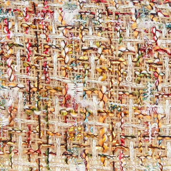 Nahaufnahme eines Tweed-Gewebes mit verschiedenen Texturen