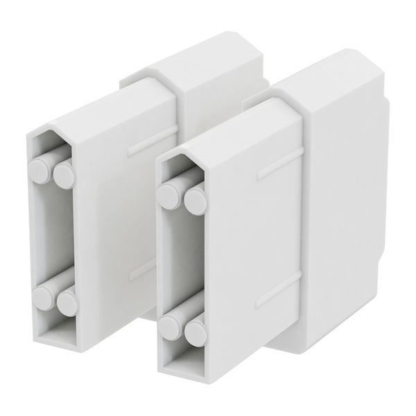 Zwei weiße Heizkörperanschlussgarnituren