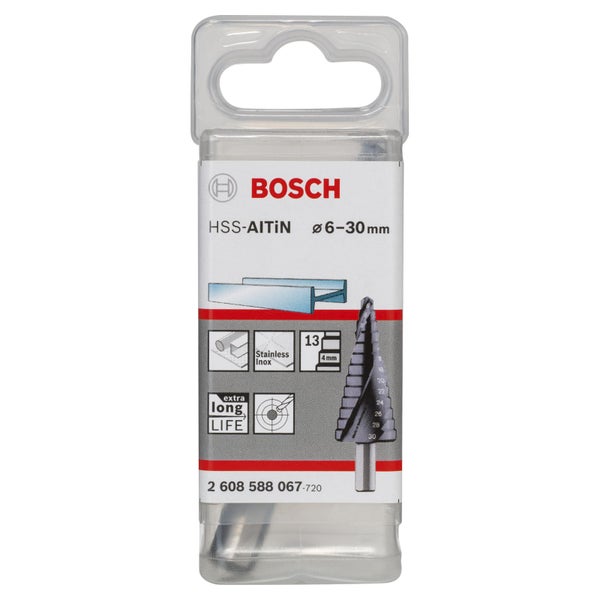 Bosch Stufenbohrer mit Größenangaben