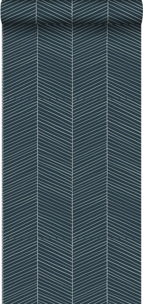 Walls4You Tapete Fischgrätmuster Blau - 53 cm x 10.05 m - 935324