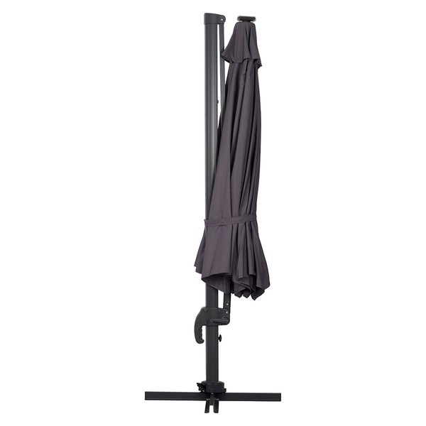 Torben Hängesonnenschirm Ø3,5M mit Solarlampe schwarz, grau. 350 X 350 X 266 cm