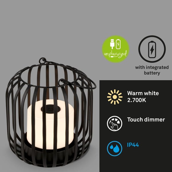 Akku LED Tischleuchte, schwarz-gold, 1xLED/2W