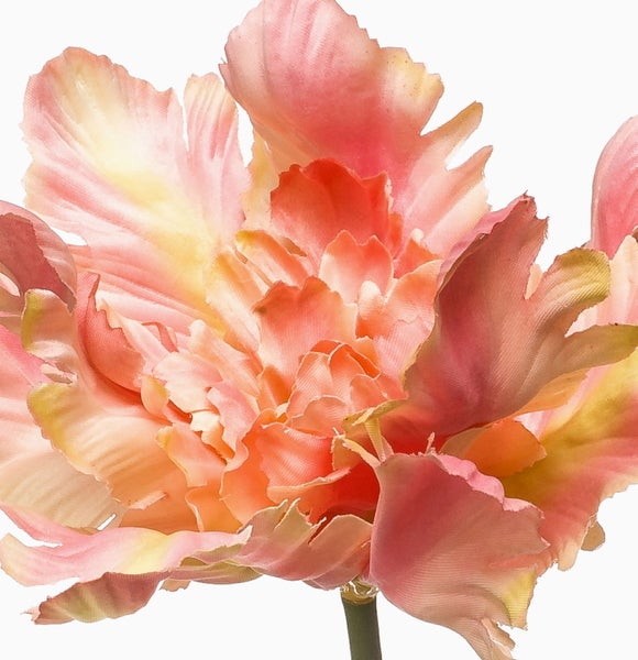 Künstliche Papageien-Tulpe aus Textilmaterial mit realistisch gewellten Blütenblättern für die Dekoration.