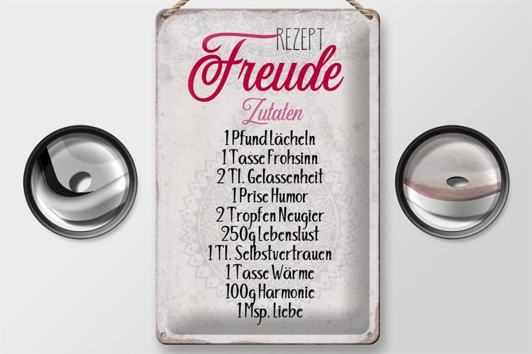 Blechschild Spruch 20x30cm Rezept Freude Zutaten Schild