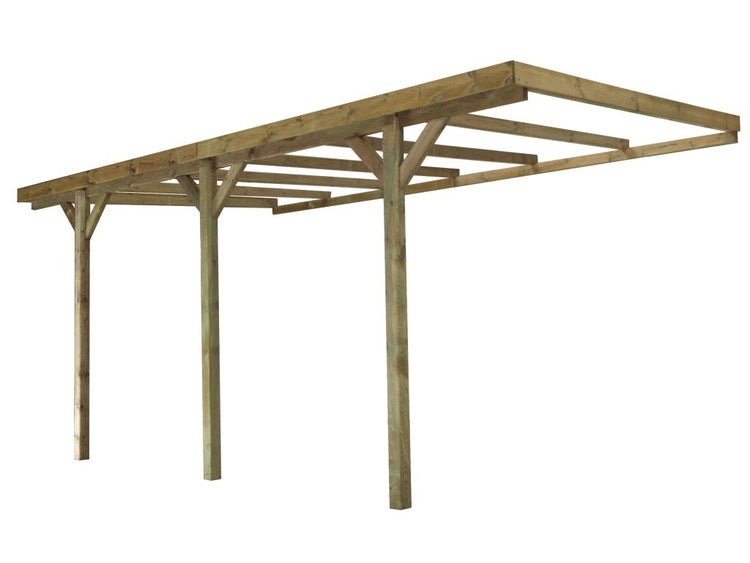 Carport Garagendach 3x5,24 m - 15 m2 - an der Hauswand montiert 