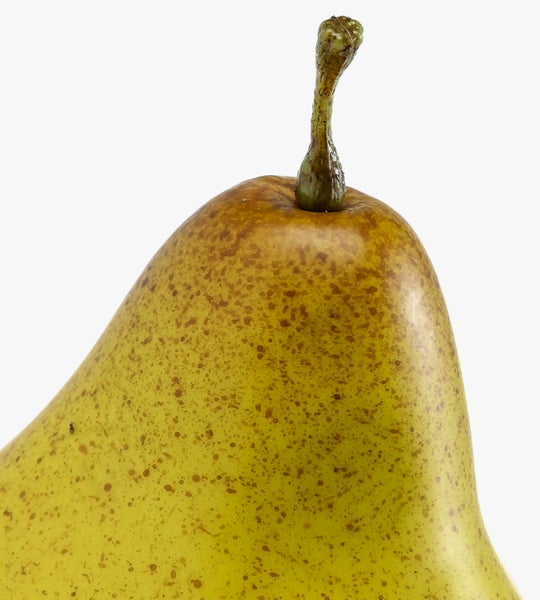 Künstlicher Zweig mit kleinen grünen Blättern und lila Blütenknospen für Dekorationszwecke.