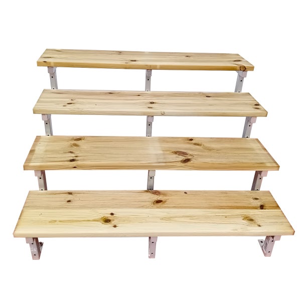 OSLO - Außentreppe, Gartentreppe, Terrassentreppe  Stahl H71cm 4 Stufen Holz KDI Breite 160cm