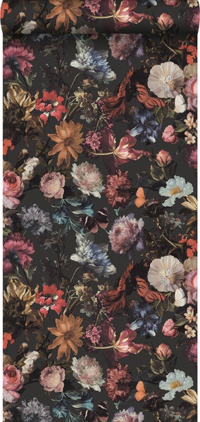 Walls4You Tapete Blumenmuster Grau, Rosa und Blau - 53 cm x 10.05 m - 935330