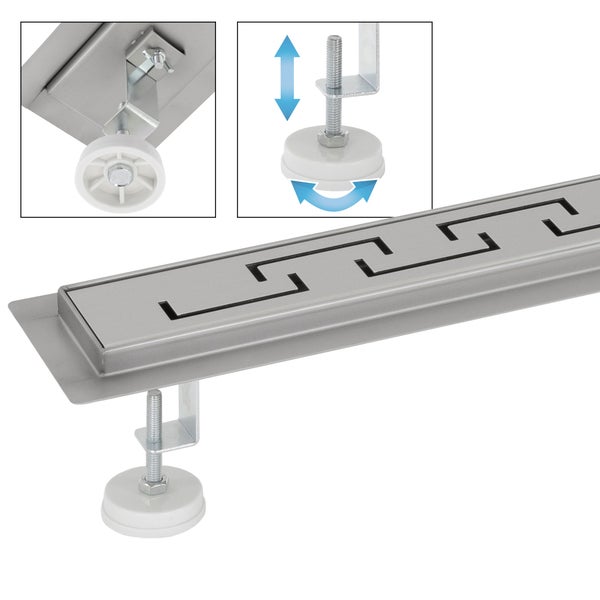 ML-Design Duschrinne 70cm, geschlitzt, extra flach, Edelstahl Bodenablauf Komplettset mit Bodenbefestigung, Duschablauf, selbstreinigender Siphon mit Geruchsstop, Haarsieb, Ablaufrinne für Badezimmer