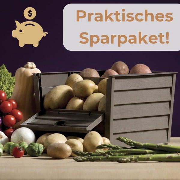 Gemüsekiste gefüllt mit Kartoffeln und Gemüse, im Angebot als praktisches Sparpaket