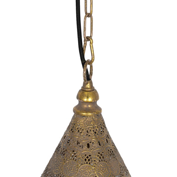 Detailansicht einer orientalischen Hängelampe mit Kettenaufhängung