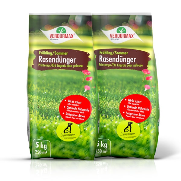 Zwei Packungen Frühlings- und Sommer-Rasendünger