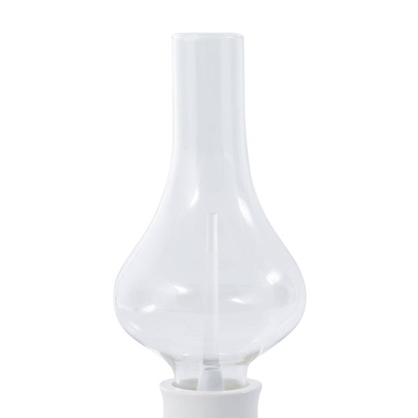 Ersatzzylinder aus klarem Glas für Petroleumlampen mit bauchiger Form und schmalem Hals.