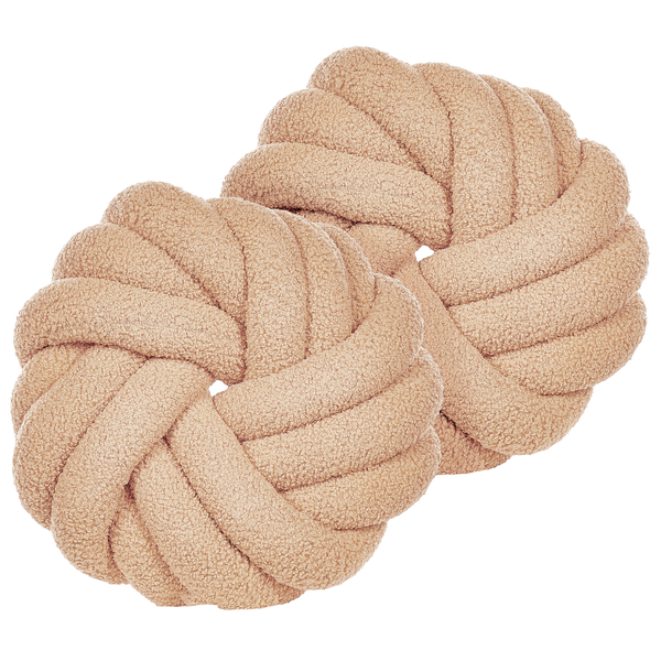 Dekokissen 2er Set AKOLA Bouclé 31 x 31 cm Sandbeige Ohne Muster