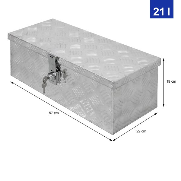 ECD Germany Alu Werkzeugkasten 57 x 22 x 19 cm - abschließbar - Werkzeugkoffer Werkzeugkiste Werkzeugbox Alukiste Kiste Alubox Transportbox Transportkiste Deichselbox Truckbox Box