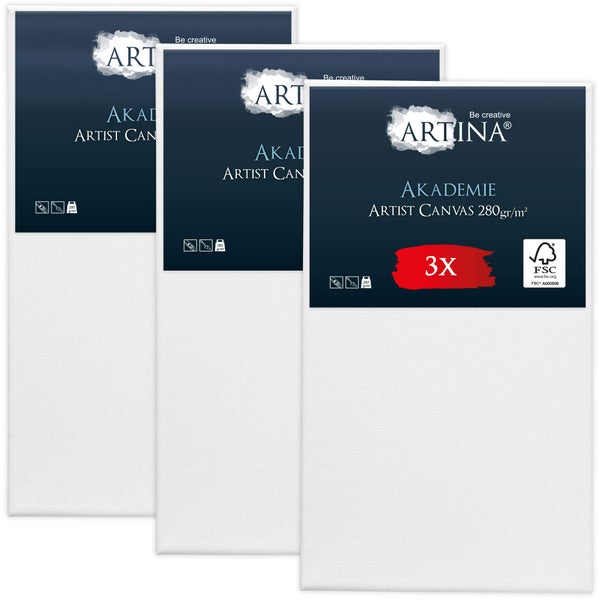 Dreierpackung Artina Akademie Künstler Leinwände, 280 g/m²