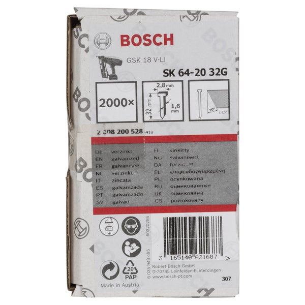 Bosch SK 64-20 32G Nägel, 2000 Stück, verzinkt