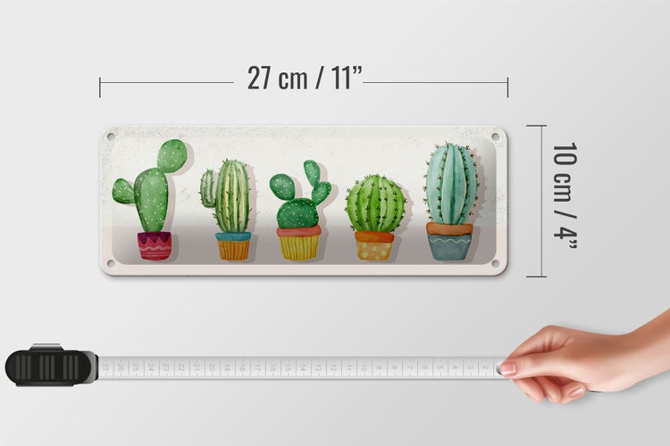 Blechschild Spruch 5 Kakteen Blumentopf Kaktus 27x10cm Dekoration