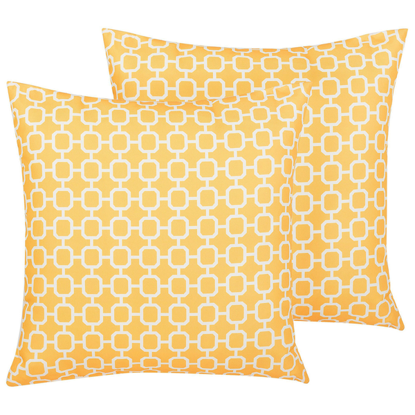 Gartenkissen 2er Set ASTAKOS Geometrisches Muster 40 x 40 cm Gelb