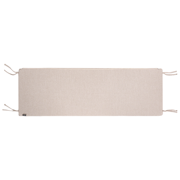 Beige Bankauflage mit Befestigungsbändern für Gartenbänke.