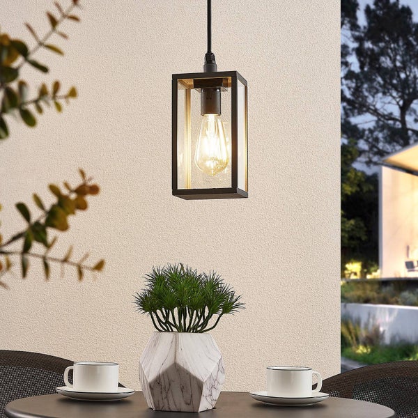 Lindby Außenleuchte Filimon (spritzwassergeschützt (Modern) in Schwarz aus Aluminium (1 flammig, E27) - Pendelleuchte außen
