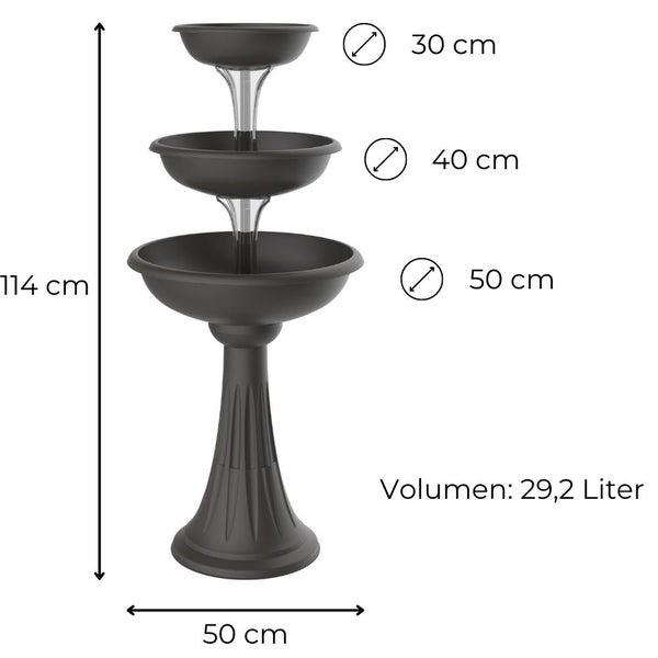 Blumenständer mit 3 Schalen Blumensäule Pflanzensäule Pflanzentreppe Pflanzschale Kräutertopf Pflanzenschalen Grau