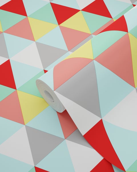 Tapetenrolle mit geometrischem Dreiecksmuster