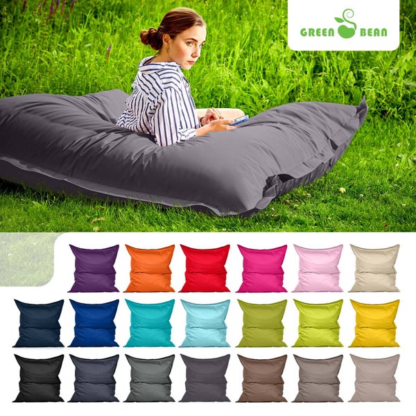 Green Bean Sitzsack XXL 140x180cm 380 Liter Kinder & Erwachsene Bean Bag EPS Perlen Füllung Riesensitzsack Groß Draußen Outdoor Liegekissen Waschbar Wetterfest Lounge Sitzkissen Bodenkissen Grau