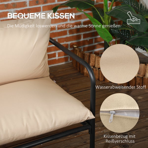 Outsunny 4-tlg. Gartenmöbel-Set, 116L x 58B x 66H cm, Stahl, Polyester, braun