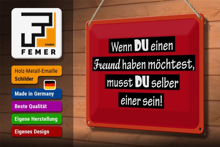 Blechschild Spruch 30x20cm wenn du einen Freund haben möchtest