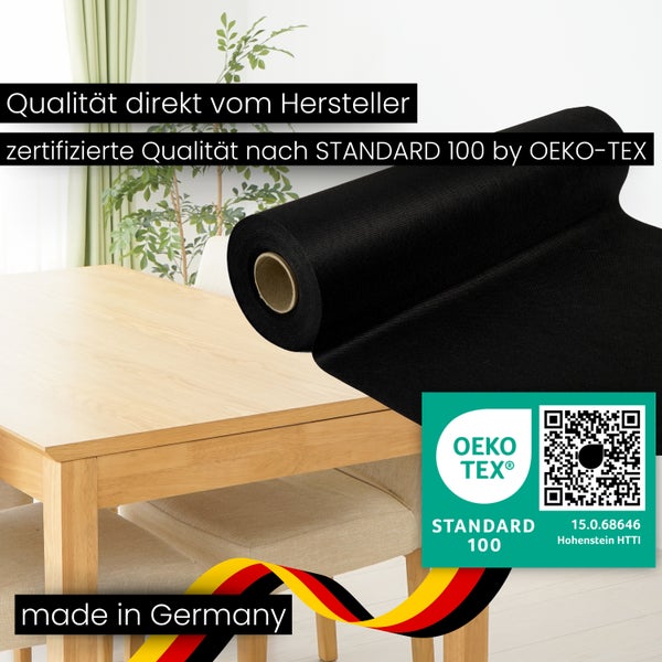 Sensalux Tischdeckenrolle 25m lang aus stoffähnlichem Vlies, 1 m x 25 m Schwarz