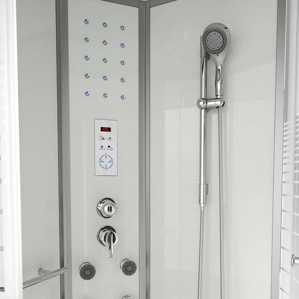 Home Deluxe - Komplettdusche White Pearl PEARL - Maße 100 x 100 cm - inkl. Regendusche, Radio und Zubehör I Fertigdusche, Dusche, Duschtempel