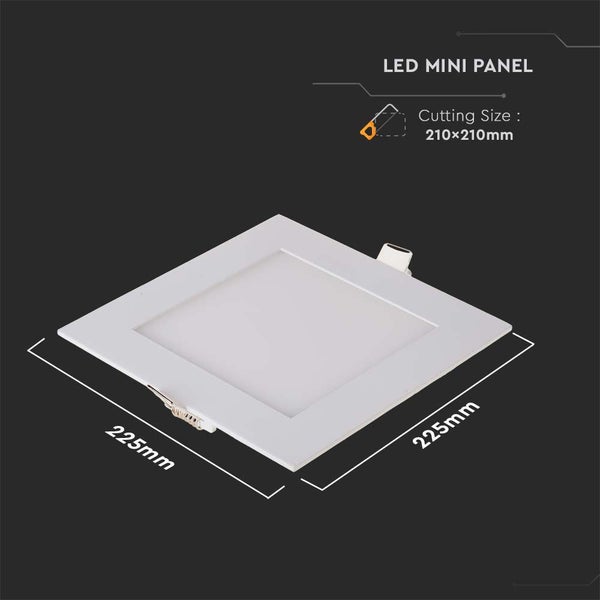 LED Mini Panel mit einer Größe von 225 x 225 Millimeter und einer Ausschnittgröße von 210 x 210 Millimeter