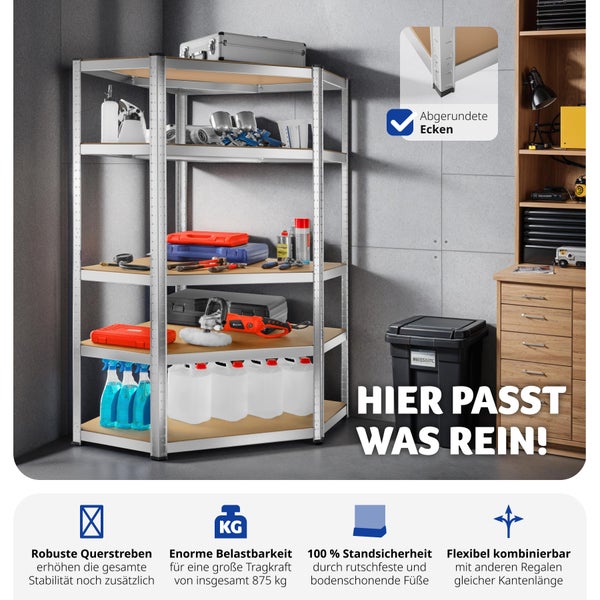 Schwerlastregal tectake  schnelle Montage  in verschiedenen Ausführungen silber