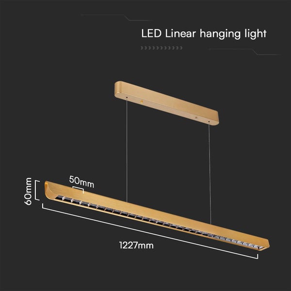 LED Linear Hängeleuchte mit Abmessungen.