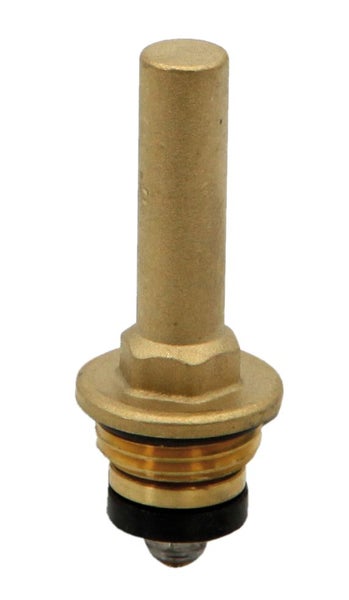 Ventiloberteil aus Messing mit schwarzer Dichtung.