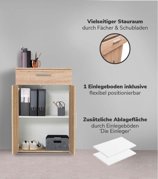mokebo Schrank Set 2-teilig in Braun 'Die Allzweckwaffe', Set aus Midischrank und Mehrzweckschrank