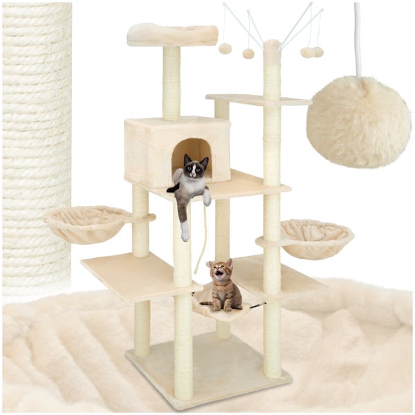 Katzenkratzbaum mit Liegemulden, Höhle und Spielzeug für Katzen