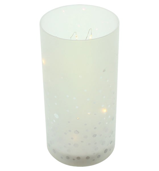 Dekorative Glaslaterne mit Punktmuster und Lichterkette