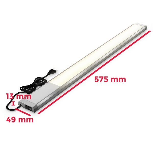 Unterbauleuchte - 10W, 1100lm, LED, Schalter, Stecker, warmweiß, silber