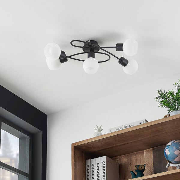 Runde Deckenleuchte mit Stoffschirm für den Innenbereich