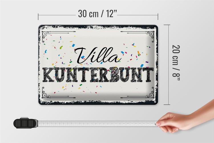 Blechschild Spruch 30x20cm Villa Kunterbunt