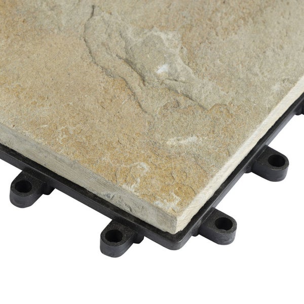 FLOORDIREKT Klickfliesen Naturstein 30 x 30 cm - Rostiger Schiefer Terrassenfliese - 11er-Set