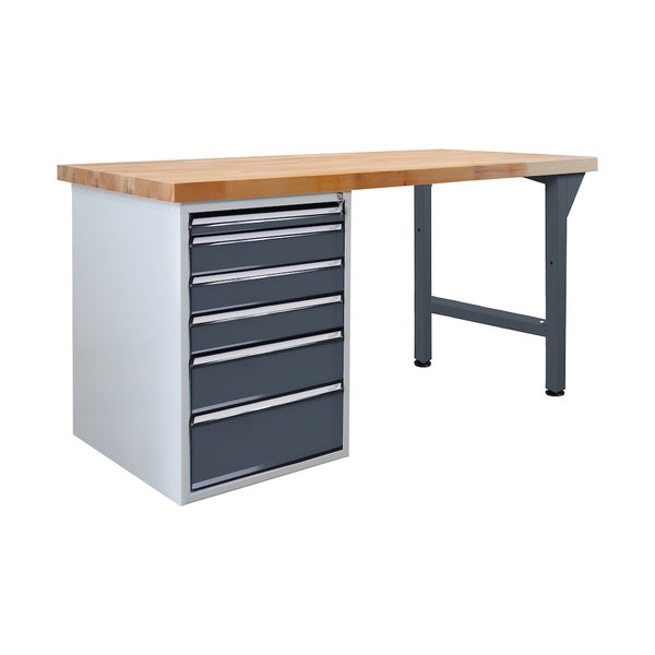 PROREGAL Werkbank Rhino Plus mit 6 Schubladen HxBxT 84 x 150 x 70 cm Traglast 500 kg Anthrazitgrau Anthrazitgrau