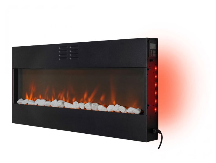 Elektrischer Kamin mit simulierten Flammen und Steinen