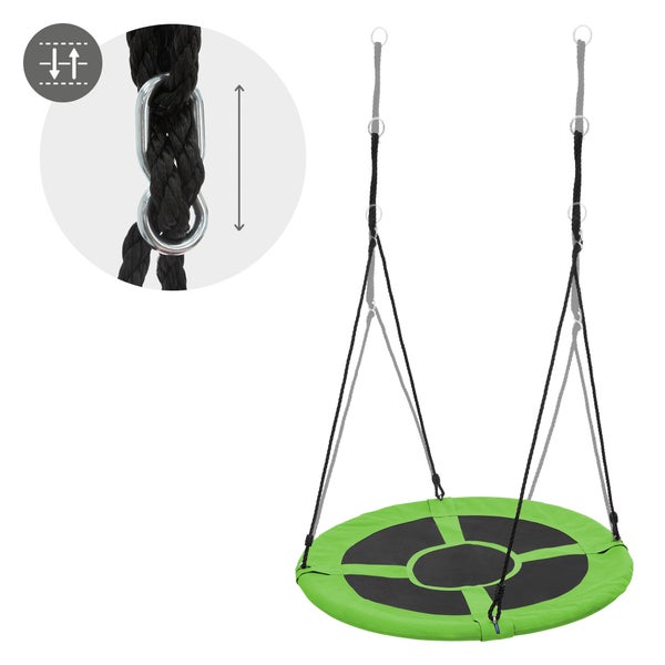 ECD Germany Nestschaukel Ø100 cm, Grün, Tellerschaukel für Kinder & Erwachsene, Höheverstellbare Kinderschaukel Outdoor, Hängeschaukel 150 kg belastbar, Gartenschaukel Rundschaukel geschlossener Sitz