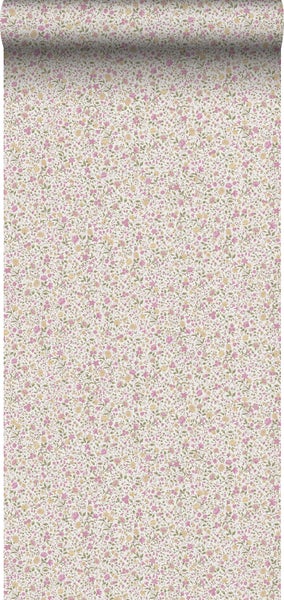 Sanders und Sanders Tapete Blumen Lila, Grün und Gelb - 53 cm x 10 m - 640394
