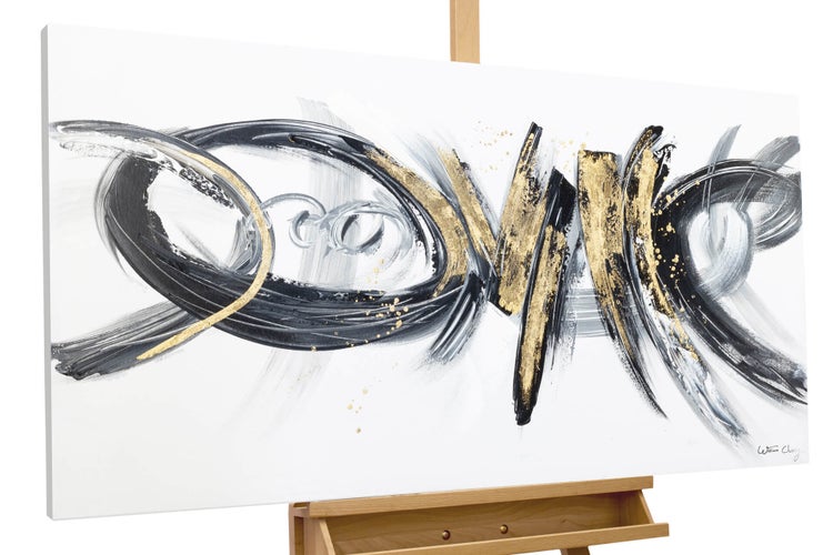 Handgemaltes Gemälde Acrylfarbe 120x60cm Schwarz-Weiß